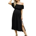 thumbnail image 1 of Maternity Dress Women's Off Shoulder Split A Line Casual Maxi Dress, 1 of 5