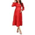 thumbnail image 1 of Maternity Dress Womens Fall Long Sleeve Tie Crew Neck Maxi Dress Tiered Ruffle Flowy Long Dresses, 1 of 5