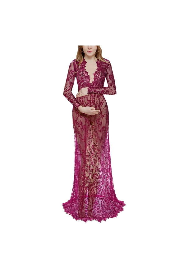 Maternity Dress for Photoshoot Long Sleeve Open Front Sexy Solid color Pregnants Photography Gown