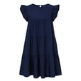 thumbnail image 1 of Maternity Dresses Casual Babydoll Dress Ruffle Short Sleeve A-Line Flowy Tiered Tunic Mini Dress, 1 of 4