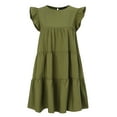 thumbnail image 1 of Maternity Dresses Casual Babydoll Dress Ruffle Short Sleeve A-Line Flowy Tiered Tunic Mini Dress, 1 of 4