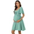 thumbnail image 1 of Maternity Dresses Women's Knotted V Neck Knee Length Wrap Dress, 1 of 5