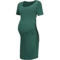 thumbnail image 1 of Maternity Dresses for Daily Baby Shower and Photography, Side Ruching Womens Bodycon Dress, Short Sleeve, Army Green, Medium, 1 of 6