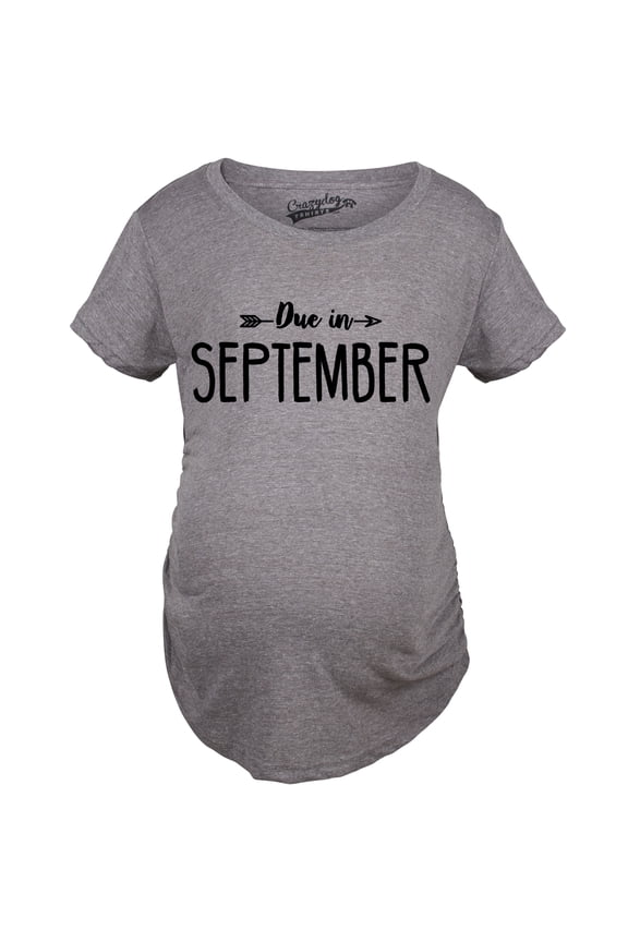 Maternity Due In September Funny Pregnancy T-Shirt Announcement Month Tee