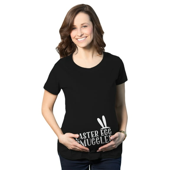 Maternity Easter Egg Smuggler Bunny Ears Spring Pregnancy Announcement T Shirt