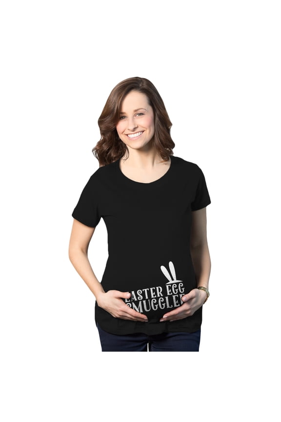 Maternity Easter Egg Smuggler Bunny Ears Spring Pregnancy Announcement T Shirt