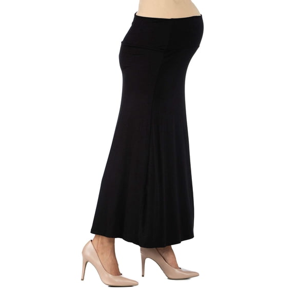 Maternity Elastic Waist A Line Maxi Skirt
