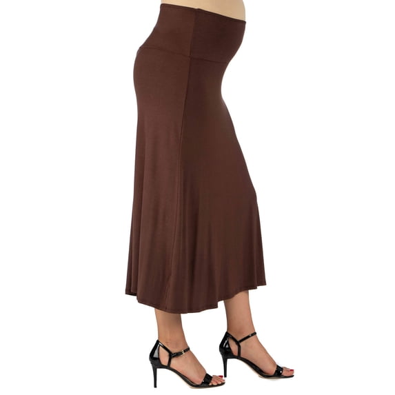 Maternity Elastic Waist A Line Maxi Skirt