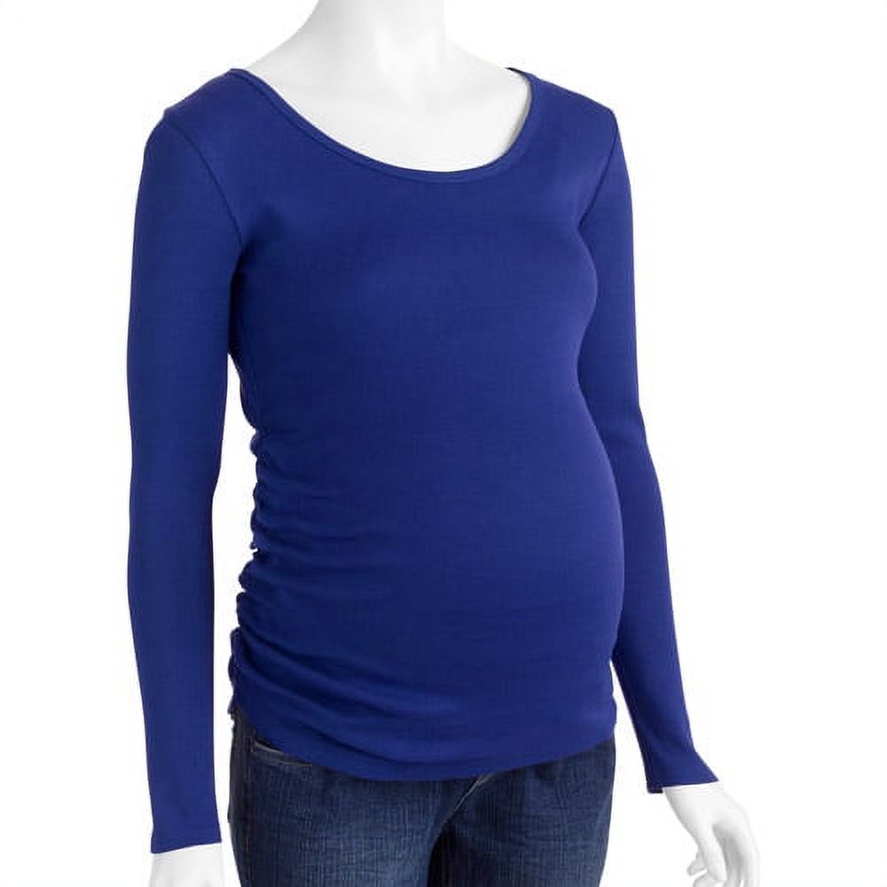 Maternity Essential Long Sleeve Tee with Flattering Side Ruching - image 1 of 1