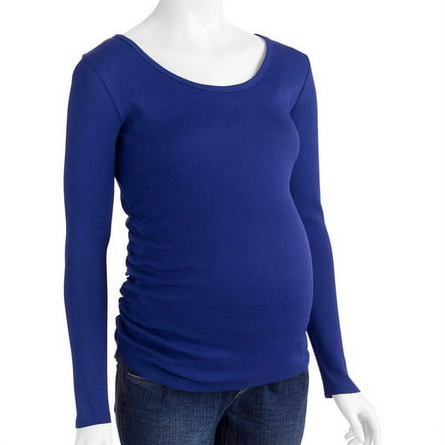 Maternity Essential Long Sleeve Tee with Flattering Side Ruching
