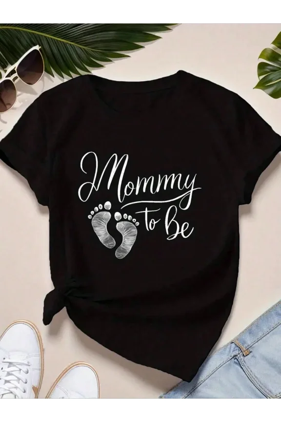 Maternity Expecting Mother Mommy To Be Announcement Graphic T-Shirt Comfortable Short Sleeve Pregnancy Top New Mom Reveal Apparel Gift
