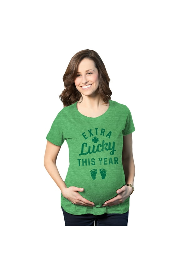 Maternity Extra Lucky This Year T Shirt Funny St Patricks Day Parade Novelty Pregnancy Tee