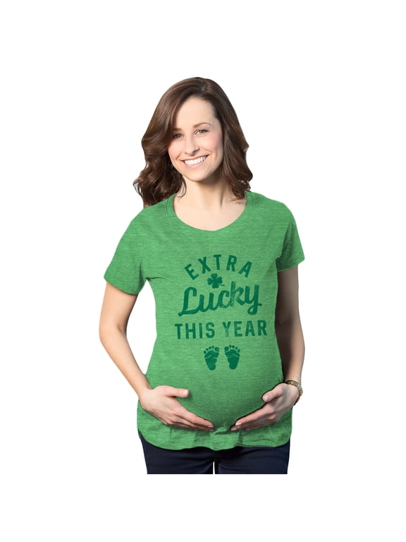 Maternity Extra Lucky This Year T Shirt Funny St Patricks Day Parade Novelty Pregnancy Tee