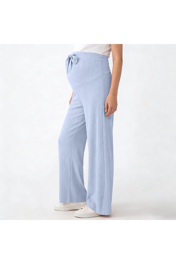 Maternity Flared Leggings with Pocket Over The Belly Buttery Soft Pregnancy Yoga Pants for Workout Blue XXL