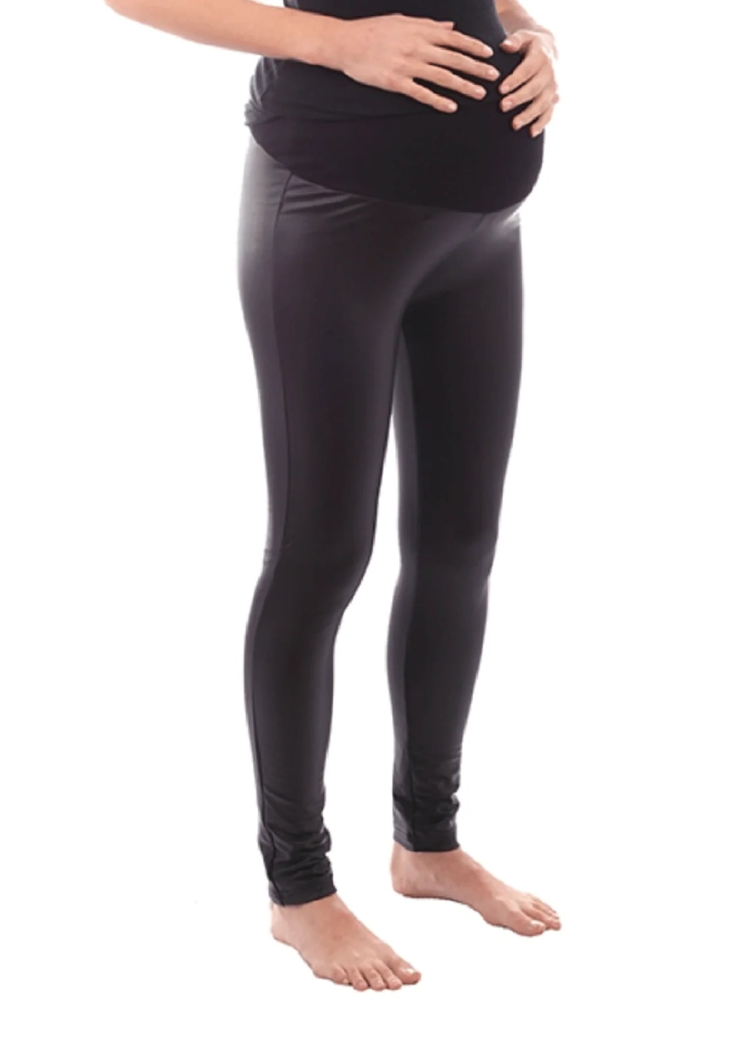 Taqqpue Women's Maternity Fleece Lined Leggings Over the Belly