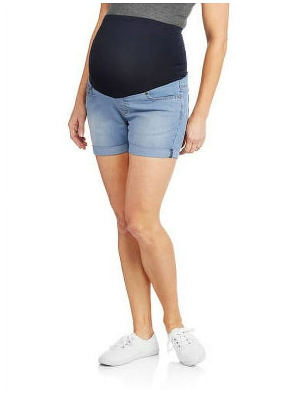 Maternity Full Panel Denim Shorts - Available in Plus Sizes