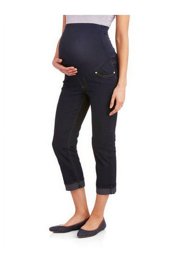 Maternity Full-Panel Super Soft Wide-Cuff Boyfriend Capris