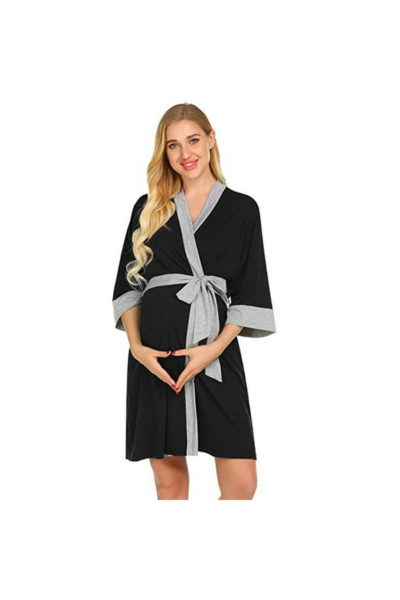 Maternity Gown Maternity Dress Postpartum Home Dress Nursing Dress Feeding Pajamas For Puerpera Kimono for Women Women Pajamas Hooded Jumpsuit Shawl for Women with Pockets Floor Length Robes for Women