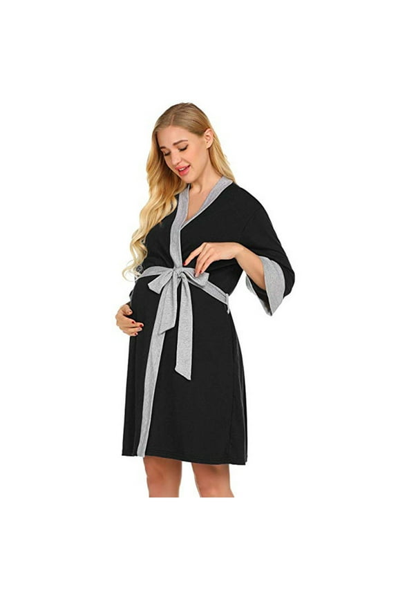 Maternity Gown - Postpartum Home Nursing Dress, Feeding Pajamas for Puerpera