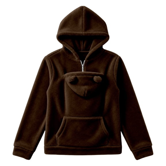 Maternity Hoodie With Baby Carrier Pouch 2 In 1 Nursing Sweatshirt Half Zip Fleece For New Moms