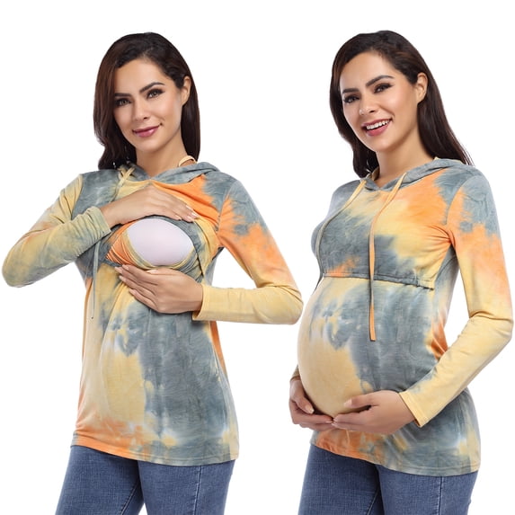 Maternity Hoodie Women's Nursing Hoodie Sweatshirt Long Sleeve Nursing Hoodies for Women Breastfeeding, M