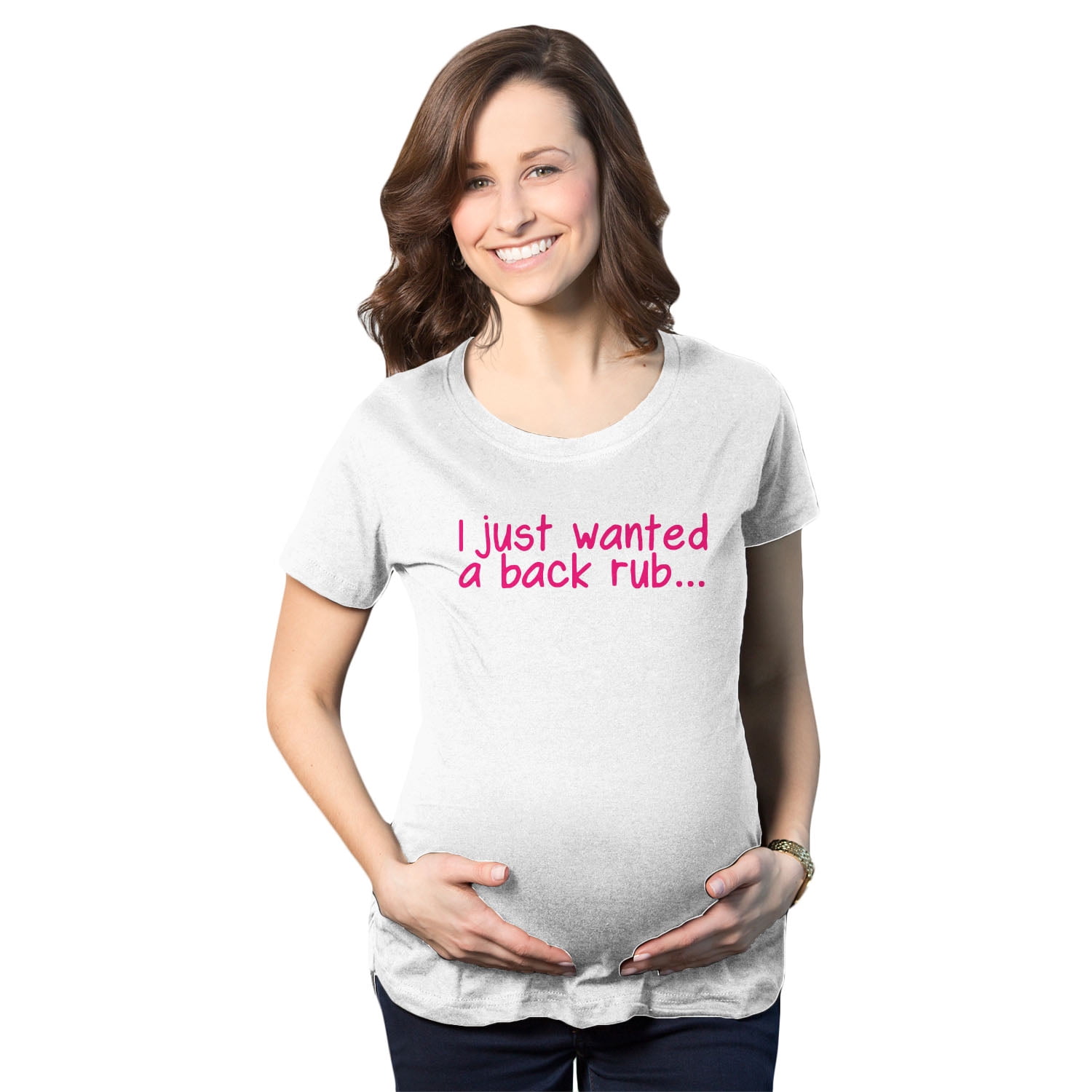 Maternity I Just Wanted A Back Rub Funny T shirts Pregnancy Tees for Women  (White) - M 