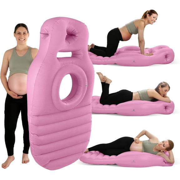 Maternity Inflatable Air Mattress,Flocked PVC Hollow Belly Cutout 3-Zone Body Support