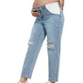 thumbnail image 1 of Maternity Jeans Ripped Low Rise Side Panel Pregnancy High Stretchy Denim Pants with Pockets 2026, 1 of 5