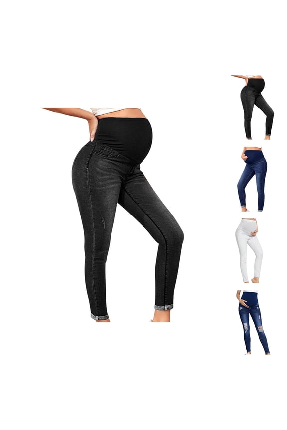 Maternity Jeggings for Women 2025 High Waisted Pull On Stretchy Skinny Jean Leggings Womens Jeans Trousers