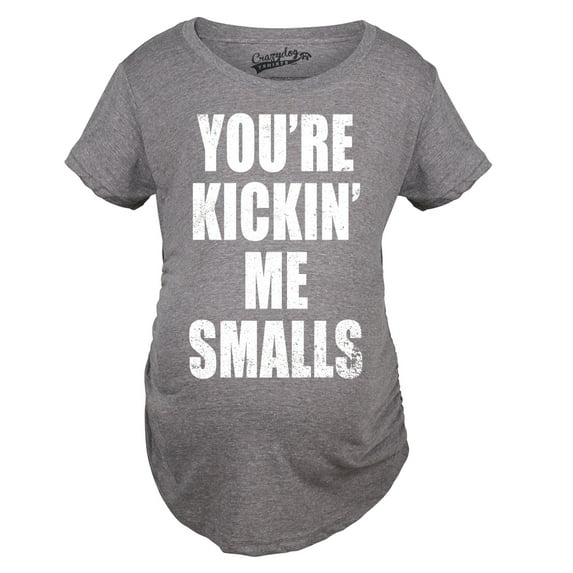 Maternity Kicking Me Smalls Funny T shirt Pregnancy Announcement Novelty Tee