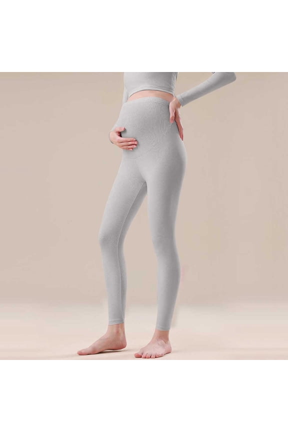 Maternity Leggings Over Bump Buttery Soft Belly Support Adjustable High Waisted Pregnancy Pants Yoga Pajama Gray XL