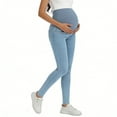 thumbnail image 1 of Maternity Leggings Over Bump High Waist Black Pregnancy Pants Soft Belly Support Stretchy Workout Yoga Trousers Light Blue XXL, 1 of 4