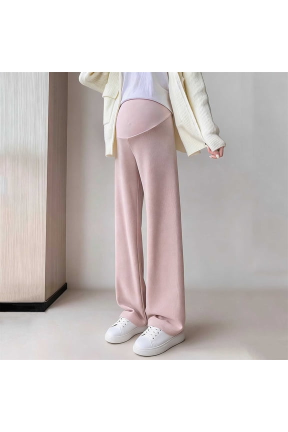 Maternity Leggings Over Bump,Women's Maternity Pants Pregnancy Yoga Pants Buttery Soft Petite Flare Pink XL