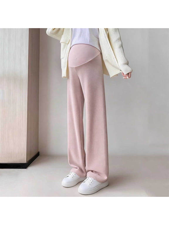 Maternity Leggings Over Bump,Women's Maternity Pants Pregnancy Yoga Pants Buttery Soft Petite Flare Pink XXL