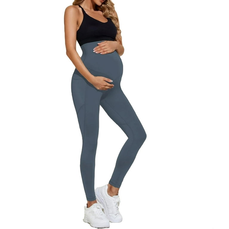 Maternity Leggings Plain Regular Dusty Blue XL