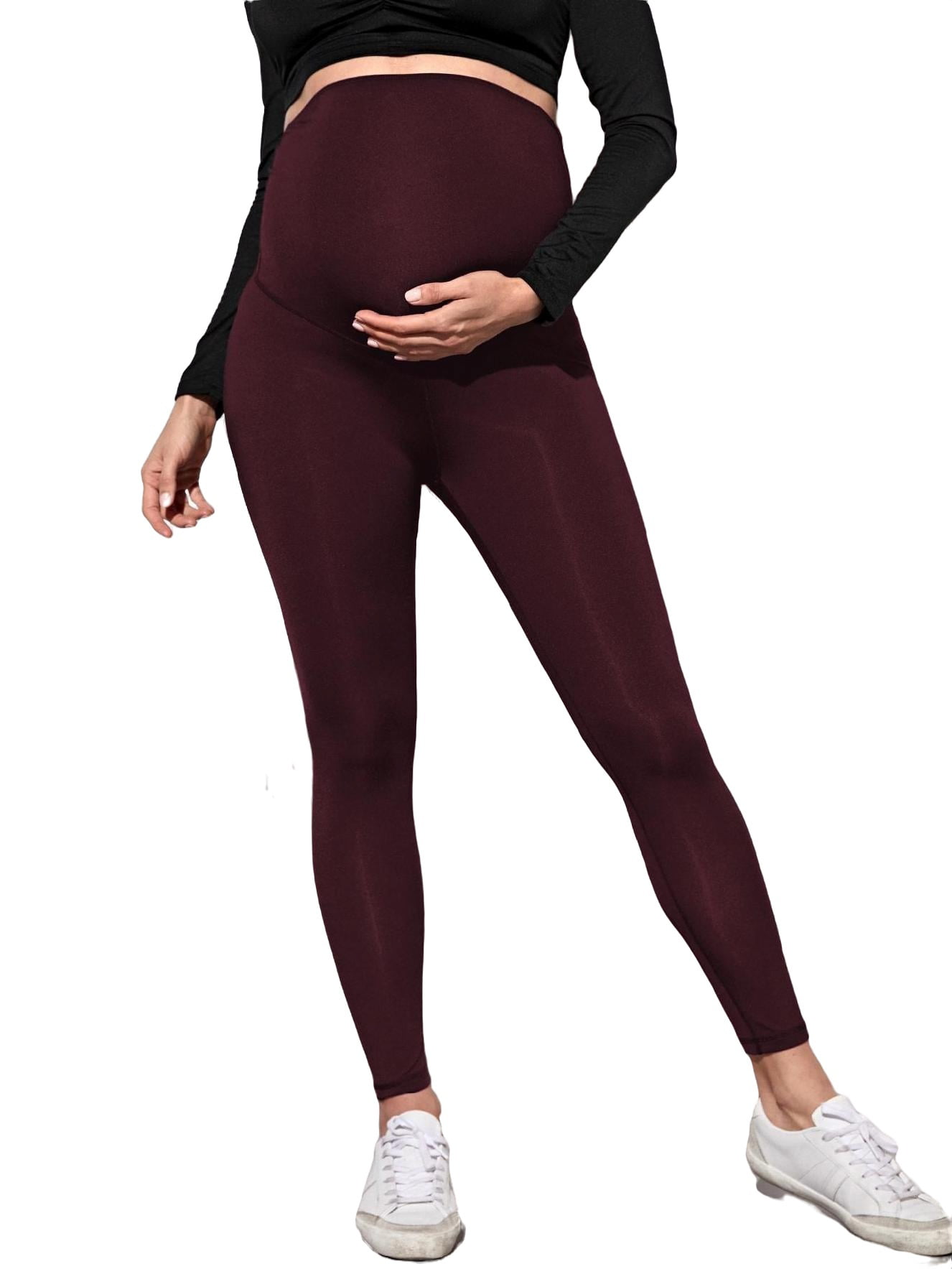 Buy Women's Solid Maroon Ankle Length Maternity Leggings Online