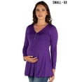 thumbnail image 1 of 24seven Comfort Apparel Maternity V Neck Long Sleeve Soft Flare Henley Style Tunic Top, 1 of 6