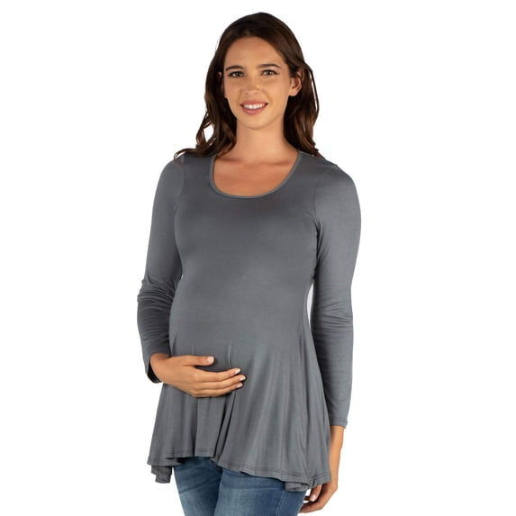Maternity Long Sleeve Scoop Neck Swing Top