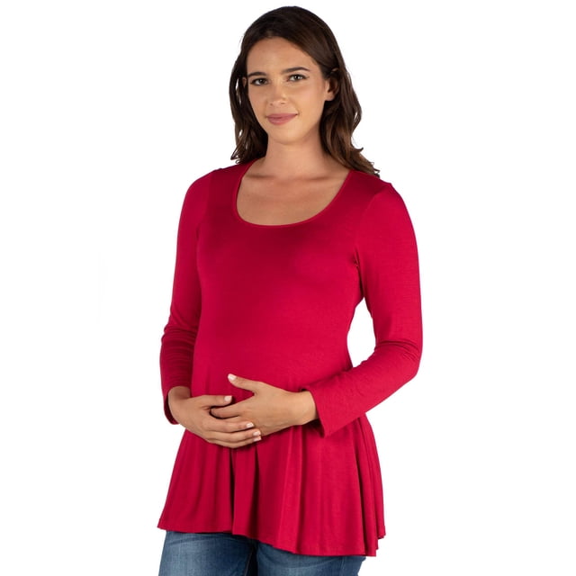 Maternity Long Sleeve Scoop Neck Swing Top