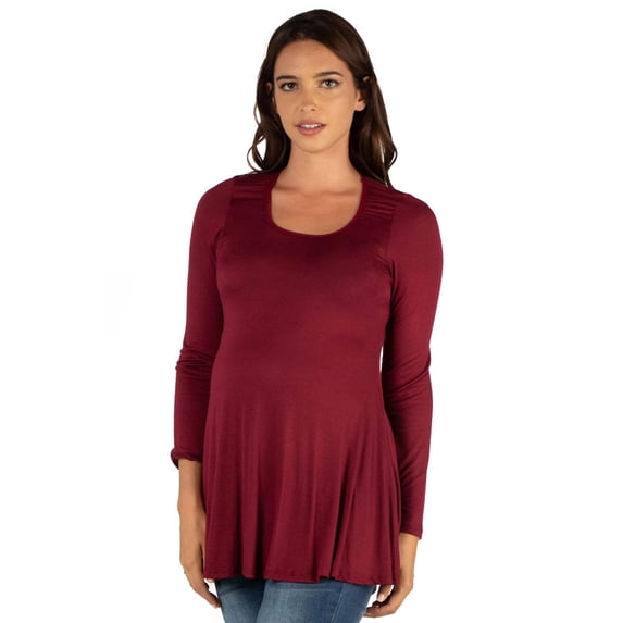 Maternity Long Sleeve Scoop Neck Swing Top