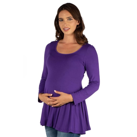 Maternity Long Sleeve Scoop Neck Swing Top