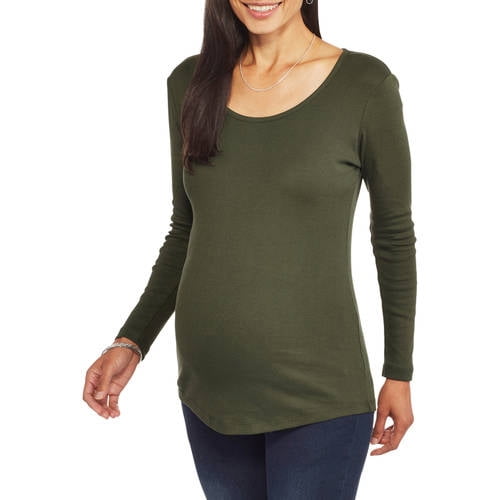 Maternity Long Sleeve Scoop Neck Tee No Side Ruching Available in Plus Sizes Walmart