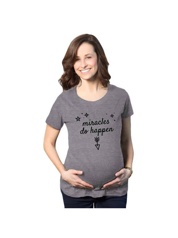 Maternity Miracles Do Happen Pregnancy T Shirt Inspirational Tee for Belly Bump