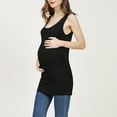 thumbnail image 1 of Maternity Modal Tank Tops Women's Sleeveless T-Shirts U Neck Side Ruched Pregnancy Long Cami Basic Summer Vests Black 3XL, 1 of 4
