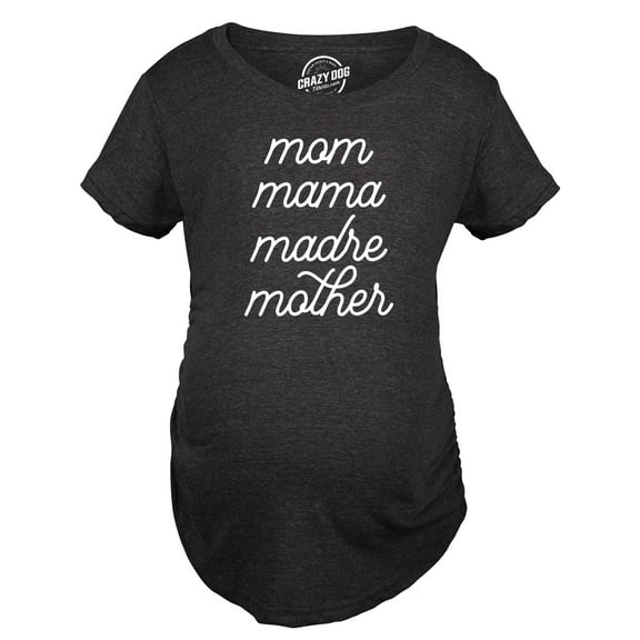 Maternity Mom Mama Madre Mother T Shirt Cute Mother's Day Different Moms Spellings Novelty Graphic Tee for Mother to Be