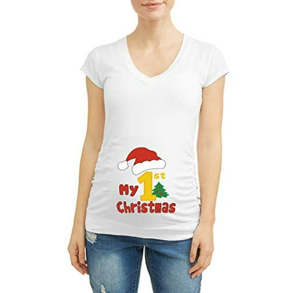 Maternity My First Christmas T-Shirt Funny Pregnancy Tee for Expecting Mothers