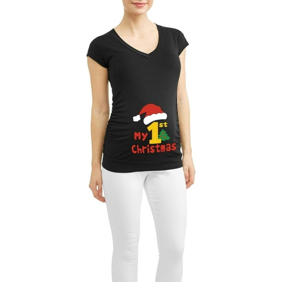 Maternity My First Christmas T-Shirt Funny Pregnancy Tee for Expecting Mothers