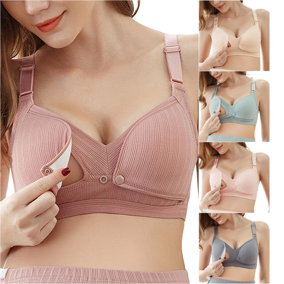 Maternity Nursing Bra Seamless Comfort Wireless Front Closure Plus Size Support For Breastfeeding Casual Holiday Wear, 40, Watermelon Red