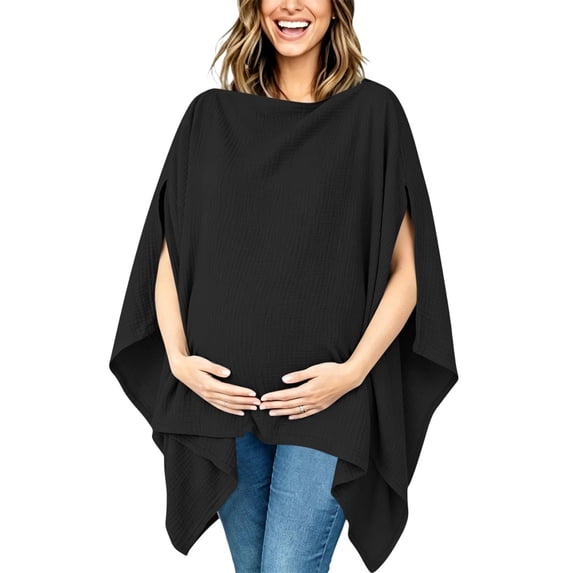 Maternity Nursing Cover For Breastfeeding, Solid Color Multi-Use Scarf & Car Seat Canopy, Versatile Baby Shower Gift For New Moms, Soft Breathable Fabric Black Free Size