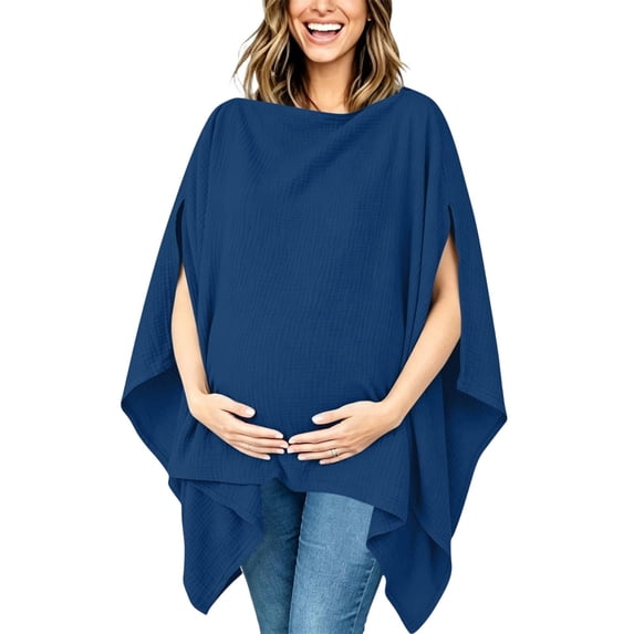 Maternity Nursing Cover For Breastfeeding, Solid Color Multi-Use Scarf & Car Seat Canopy, Versatile Baby Shower Gift For New Moms, Soft Breathable Fabric Navy Free Size